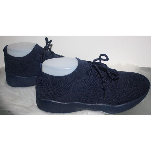 Black Womens Slip On Sneakers Sz 11 Mock Tie Lightweight Economical Atleisure - Picture 4 of 6